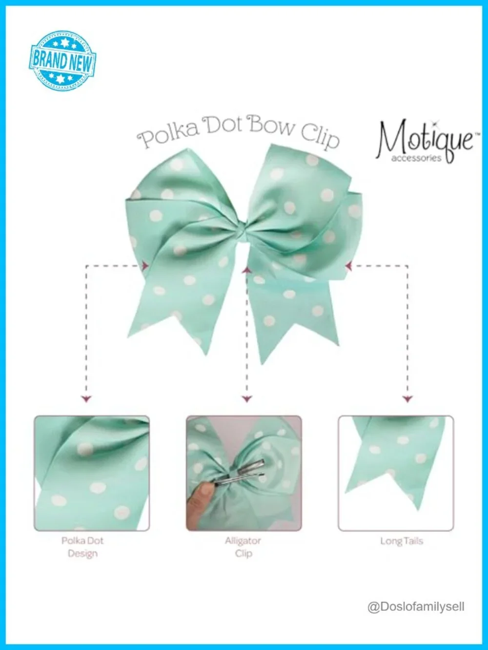 7.5 Inch Polka Dot Grosgrain Ribbon Hair Bow with Tails, Alligator Clip Hair